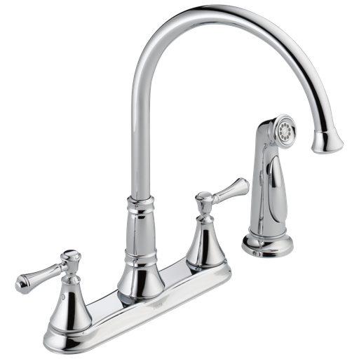 Delta Cassidy®: Two Handle Kitchen Faucet With Spray - Two Handle Lever - Chrome