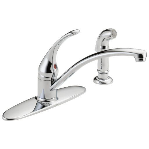 Delta Foundations®: Single Handle Kitchen Faucet With Spray - Single Handle Lever - Chrome
