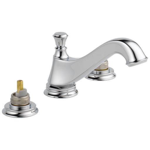 Delta Cassidy®: Two Handle Widespread Bathroom Faucet - Low Arc Spout - Less Handles - Two Handle LHP - Chrome