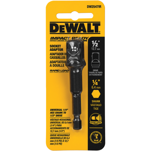 Product image for DeWalt DW2547IR IMPACT READY® 1/4" Hex Shank to 1/2" Socket Adaptor