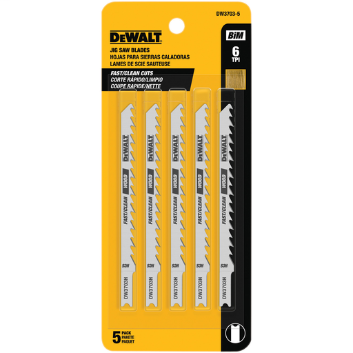 5 pk 4 In. 6 TPI U-Shank Fast Smooth Wood Cutting Cobalt Steel Jig Saw Blade