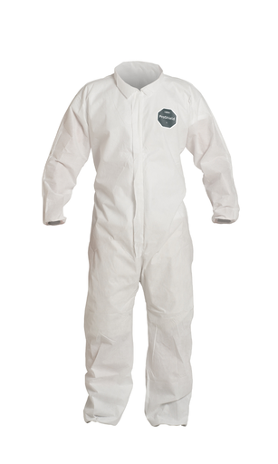 DuPont™ ProShield® 10 Coverall. Collar. Elastic Wrists and Ankles. Elastic Waist. Serged Seams. White. 3X