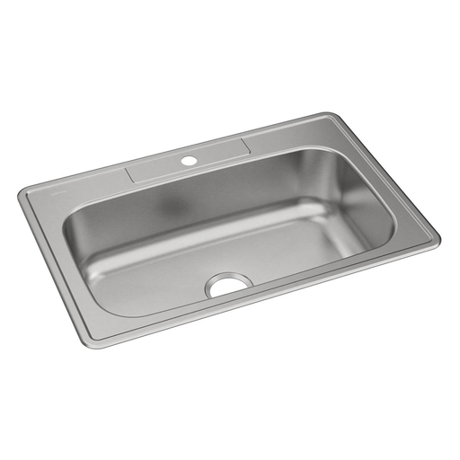 Dayton Stainless Steel 33" x 22" x 8-1/16" 1-Hole Single Bowl Drop-in Sink, Elite Satin
