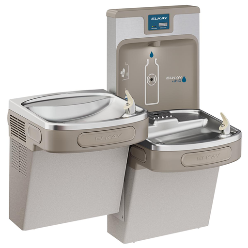 Elkay Enhanced ezH2O Bottle Filling Station & Versatile Bi-Level ADA Cooler Filtered Refrigerated Light Gray, Light Gray Granite