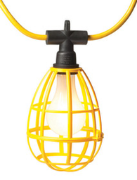 EPCO 16010 Deluxe Temporary String Light / Cordlight, 100ft 14/2 SJTW Cord, 10ft Centers, No Plug - Yellow