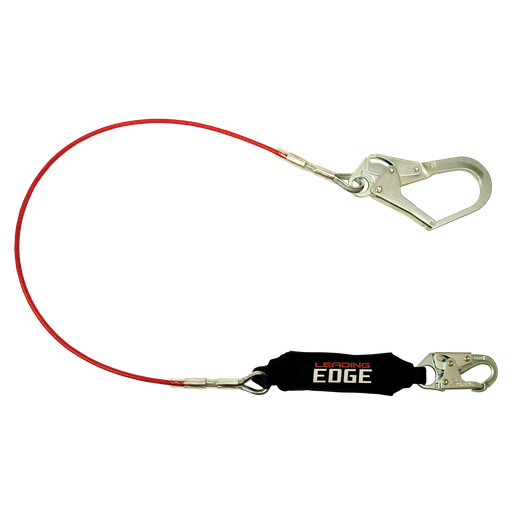 6' Leading Edge Cable Energy Absorbing Lanyard, Single-leg with Steel Connectors