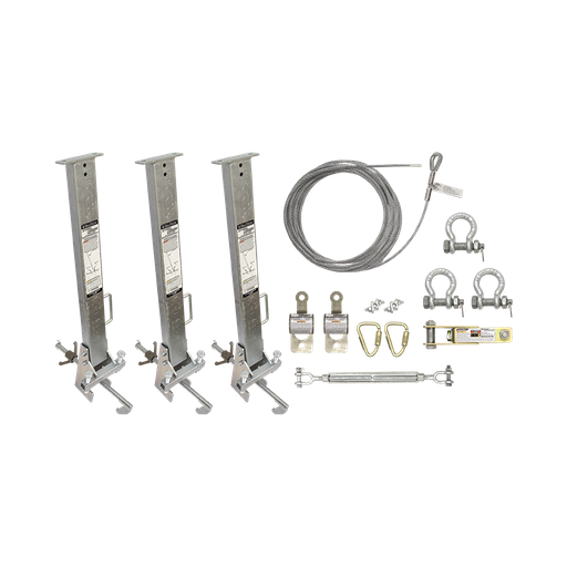 SteelGrip® Temporary Cable HLL System and Stanchions with 18" beam clamps