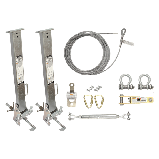 SteelGrip® Temporary Cable HLL System and Stanchions with 24" beam clamps