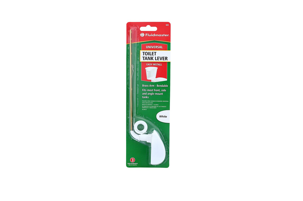 Fluidmaster 684 Universal Toilet Tank Lever in White with Brass Arm