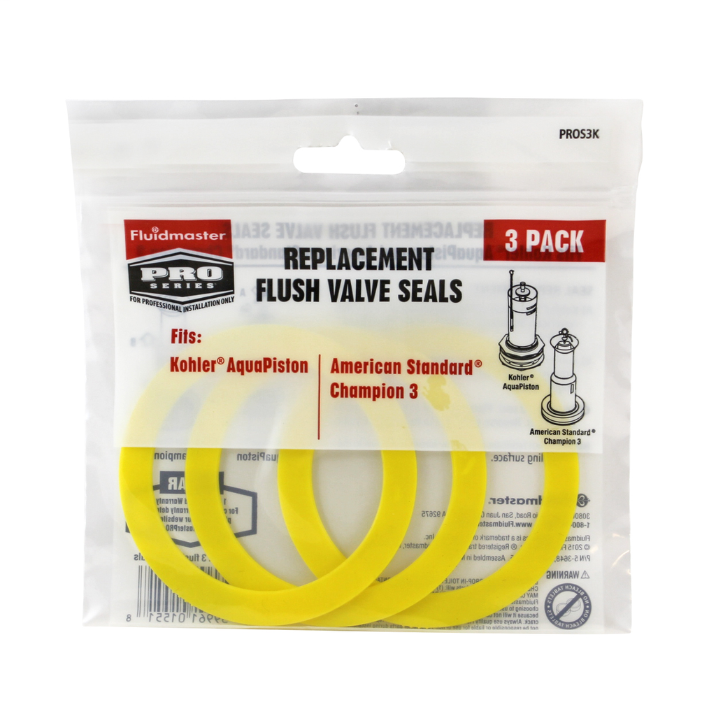 Fluidmsater PROS3K Pro Series Kohler and American Standard Flush Valve Seals 3-Pack
