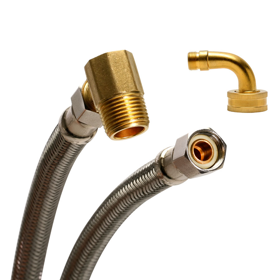 Fluidmaster B6W60K Braided Stainless Steel Dishwasher Connector with Elbows, 60 in. Length
