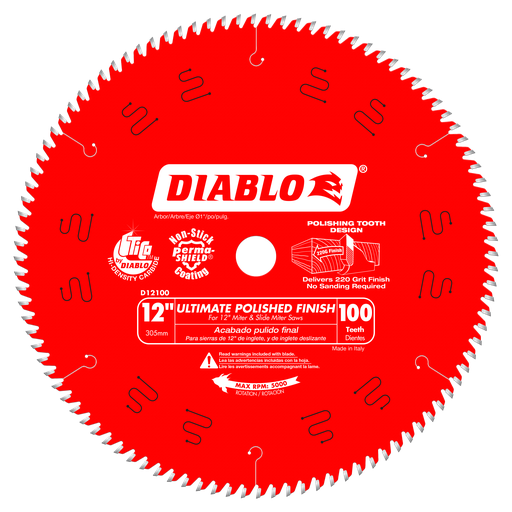 12 in. x 100 Tooth Ultimate Polished Finish Saw Blade