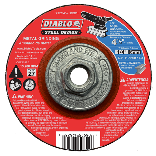 Steel Demon 4-1/2 in. Type 27 HUB Metal Grinding Disc