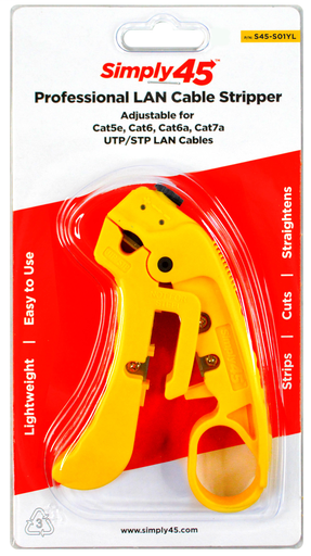 Mayer-DDS-Adjustable Cat7a/6a/6/5e UTP/STP Stripper - Yellow - 1Ea/Blister-1