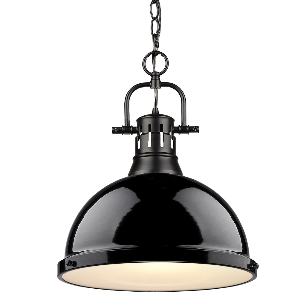 Product image for GOL 3602-L-BLK-BK DUNCAN BLK 1 LIGHT PENDANT WITH CHAIN MATTE BLACK