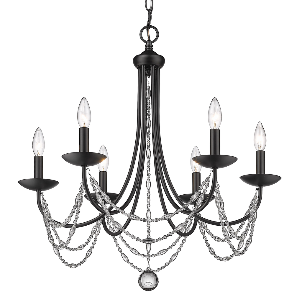 Product image for GOL 7644-6-BLK MIRABELLA BLK 6 LIGHT CHANDELIER MATTE BLACK
