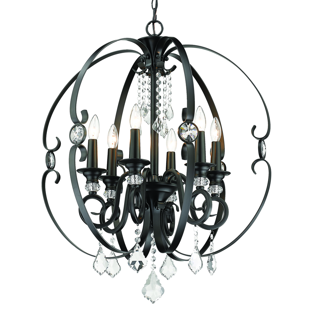 Product image for GOL 1323-6-BLK ELLA BLK 6 LIGHT CHANDELIER MATTE BLACK