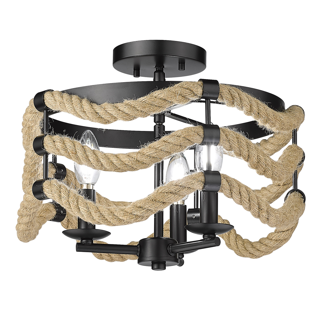 Product image for GOL 1083-3SF-BLK MARISSA BLK 3 LIGHT SEMI-FLUSH MATTE BLACK