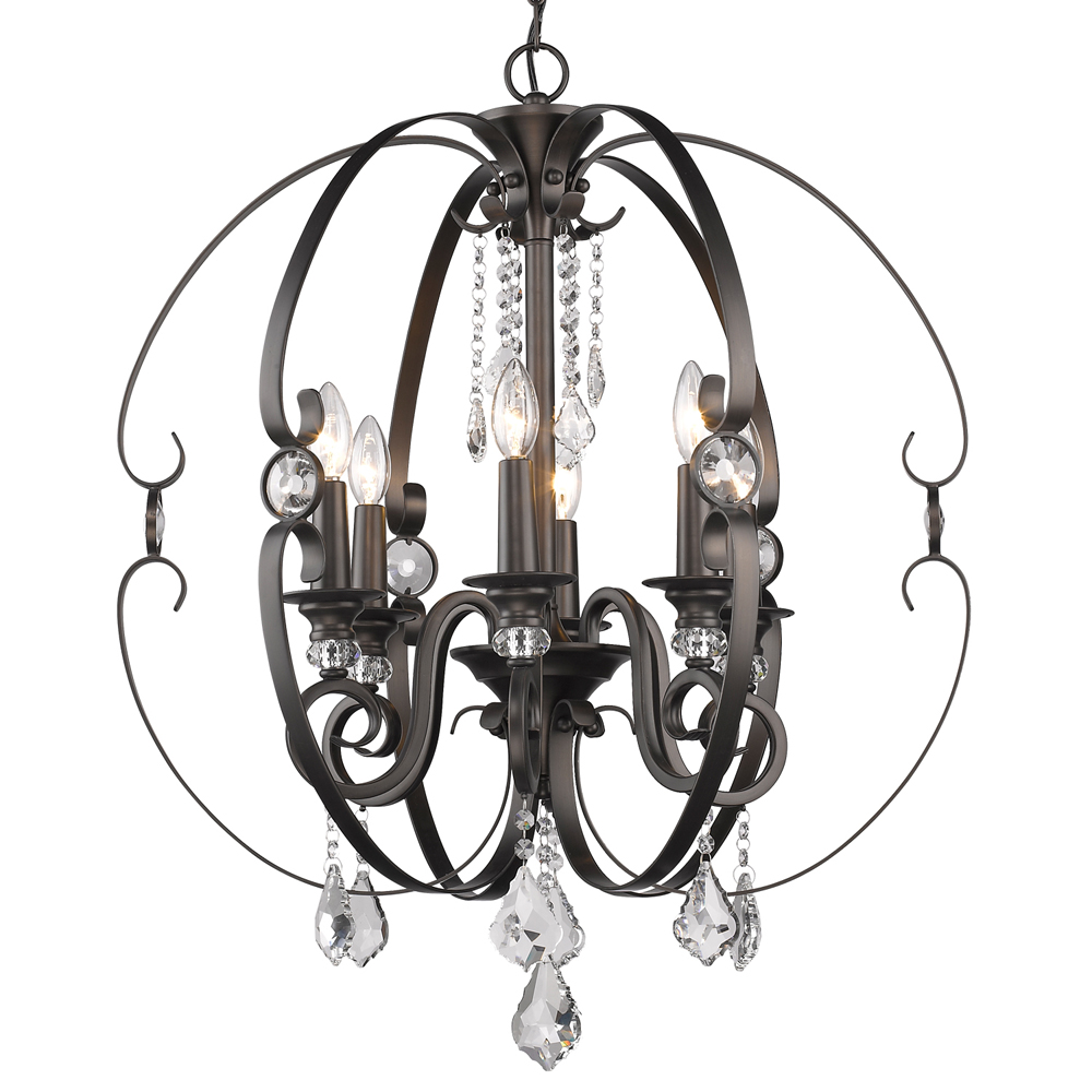 Product image for GOL 1323-6-EBB ELLA EBB 6 LIGHT CHANDELIER BRUSHED ETRUSCAN BRONZE