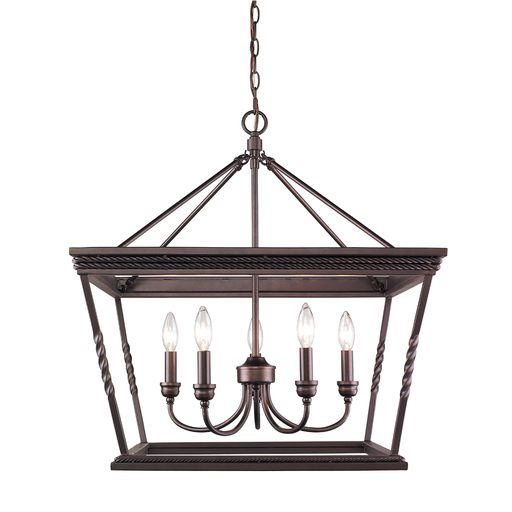 Product image for GOL 4214-5-EB DAVENPORT 5 LIGHT CHANDELIER ETRUSCAN BRONZE