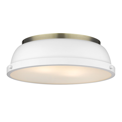 Product image for GOL 3602-14-AB-WHT DUNCAN AB FLUSH MOUNT - 14"" AGED BRASS