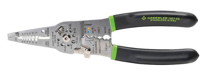 Product image for Greenlee 1927-SS 8 to 10 AWG Black Stainless Steel Combination Wire Stripper/Crimper