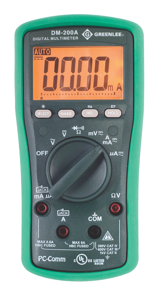 Product image for Greenlee DM-200A Multi Meter, True RMS, 1000V Ac/Dc