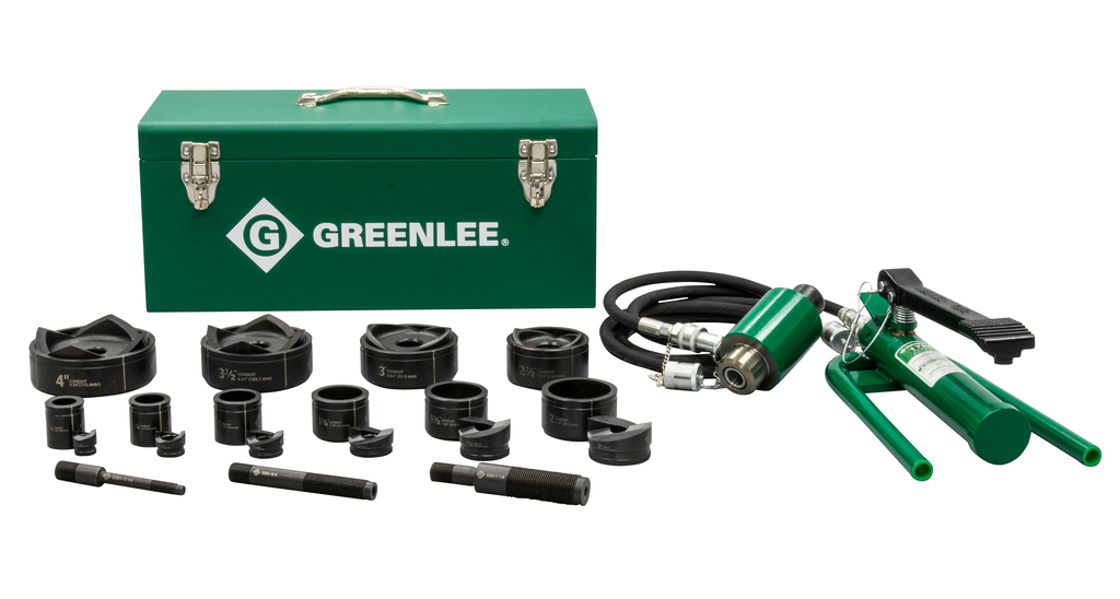 Product image for Greenlee 7610SB 1/2 to 4" Hydraulic Knockout Punch Driver Kit