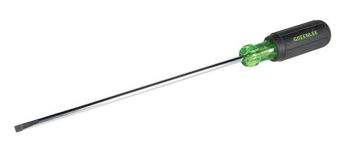 Product image for Greenlee 0153-23C 11-3/4 Inch Black/Green Round Shank Cabinet/Flat Screwdriver