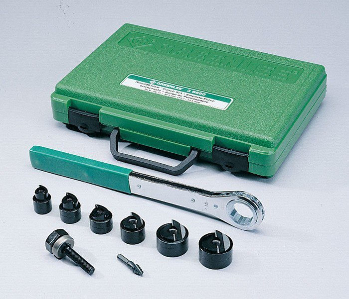Product image for Greenlee 36690 Hexagonal Ratchet Knockout Punch Driver Kit