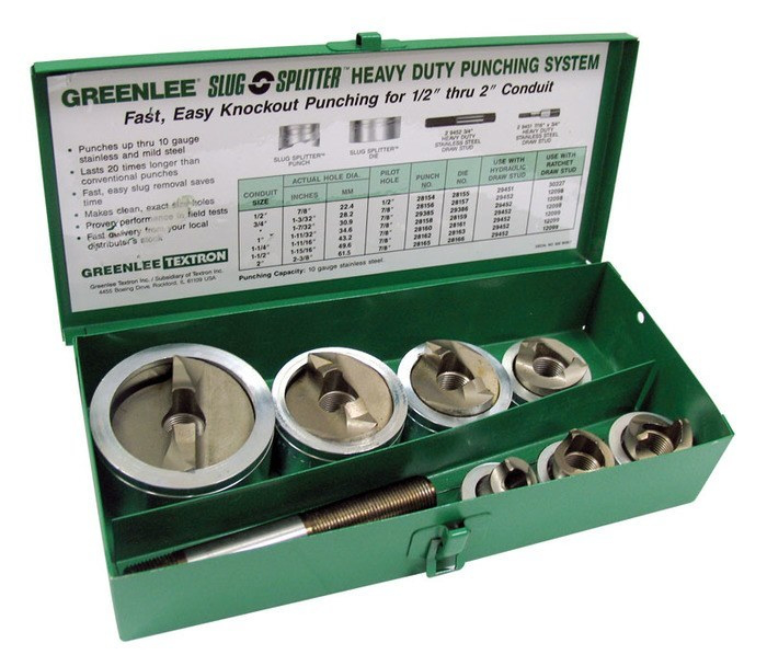 Product image for Greenlee 7307 1/2" to 2" Hydraulic Knockout Punch Driver Kit