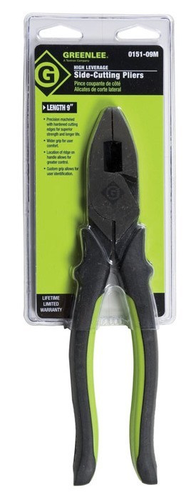 Product image for Greenlee 0151-09M 9-3/8 Inch Chrome Vanadium Steel Diamond Serrated/High Leverage Pliers