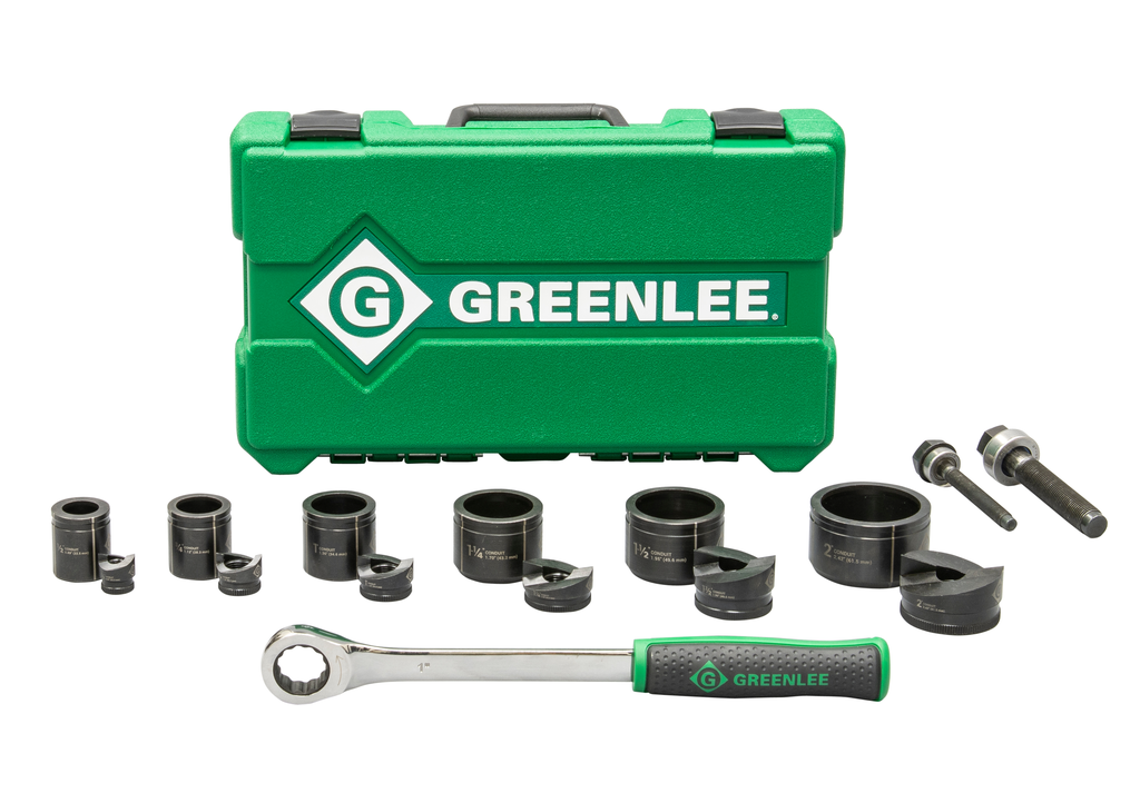 Product image for Greenlee 7238SB 1/2 to 2" Ratchet Knockout Punch Driver Kit