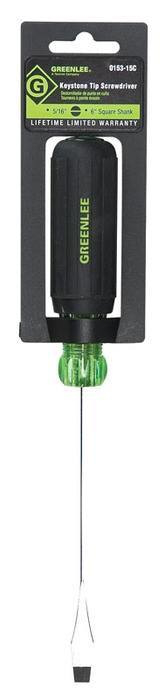 Product image for Greenlee 0153-15C 10-15/16 Inch Black/Green Square-Shank Keystone/Flat Screwdriver