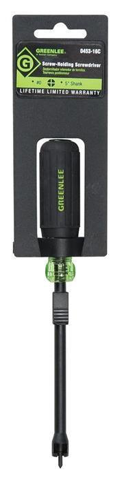 Product image for Greenlee 0453-16C 6-5/8 Inch Black/Green Soft Cushioned Grip Phillips Heavy Duty Screw Holding Screwdriver