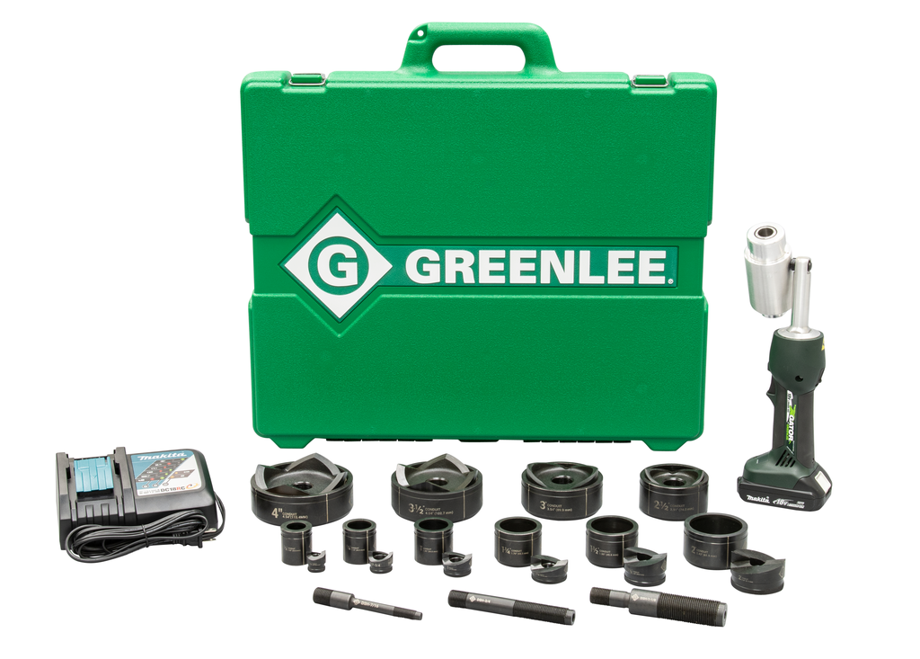 Product image for Greenlee LS50L11B4 LS50L2 Battery-Hydraulic Knockout Kit w/ Slug-Buster® Punches, 1/2" to 4"