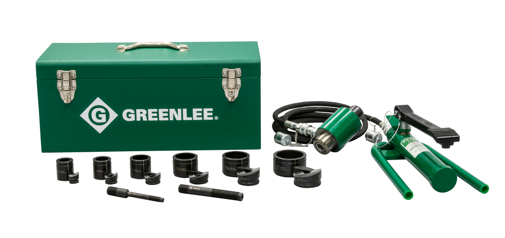Product image for Greenlee 7606SB 1/2 to 2" Hydraulic Knockout Punch Driver Kit
