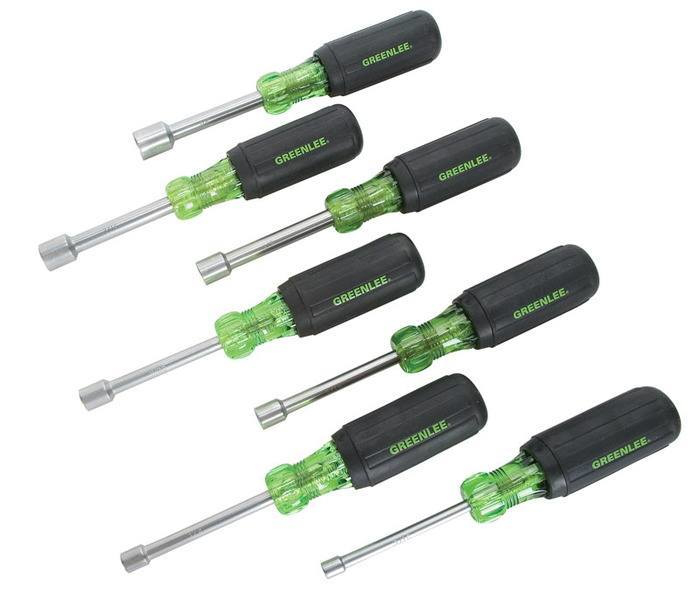 Product image for Greenlee 0253-01C 7-Piece Black/Green Heavy Duty Nutdriver Set