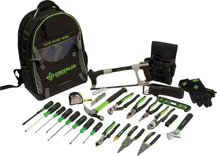 Product image for Greenlee 0159-28BKPK Backpack Kit, 28-Piece Tool