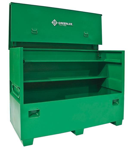 Product image for Greenlee 4872 60 cu.ft Flat Top Jobsite Storage Box w/ Work Surface, 16ga Steel, 48"H x 72"W x 30"D, Double-Hinged Cover