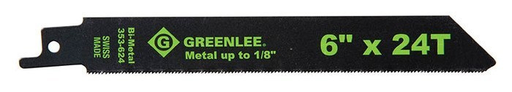 Product image for Greenlee 353-624 6 x 3/4 x 0.035" Bi-Metal Straight Back Reciprocating Saw Blade