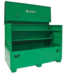 Product image for Greenlee 4872 60 cu.ft Flat Top Jobsite Storage Box w/ Work Surface, 16ga Steel, 48"H x 72"W x 30"D, Double-Hinged Cover