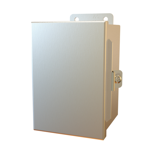 Product image for Hammond Manufacturing 1414N4PHS16C4 4 x 4 x 6 Inch NEMA 4X Brushed 316 Stainless Steel Single Door Enclosure with Panel