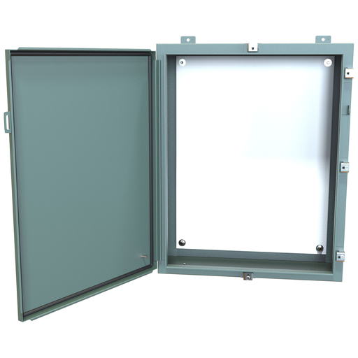 Product image for Hammond Manufacturing 1418N4K8 24 x 8 x 30 Inch NEMA 4 Gray 14 Gauge Steel 1-Door Enclosure with Panel