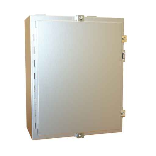 Product image for Hammond Manufacturing 1418N4SSC8 16 x 8 x 20 Inch NEMA 4X Brushed 304 Stainless Steel 1-Door Enclosure with Panel