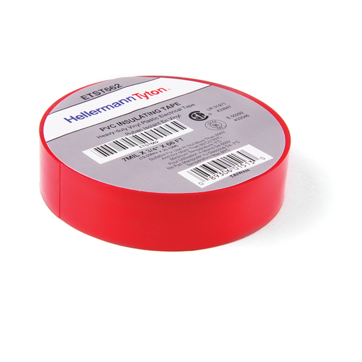 Electrical Tape, .75" x 66' Roll, 7.0 mil Thick, PVC, Red, 10 rolls/pkg
