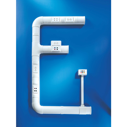 InfoStream Multi-Channel Raceway Base with Side Divider, 8 ft Long, PVC, Ivory, 48 ft/pkg