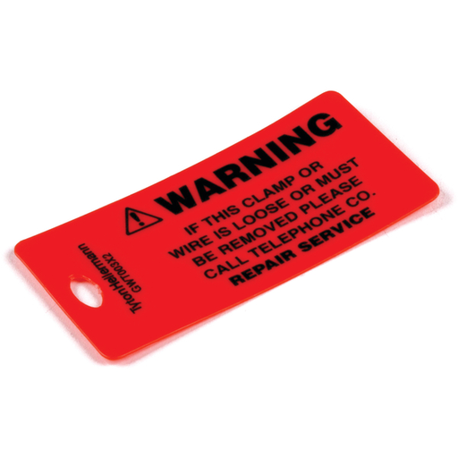 Ground Wire Tag, Cable TV Warning, Polyethylene, Orange, 25/pkg