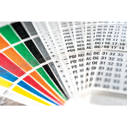 Handi-Pak Marker Booklet, (45) +, -, AC, DC, (33) POS, NEG, and GND, (27) NEUT, (21) SPARE and BLANK, White, 1/pkg