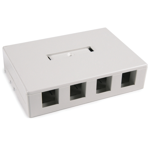 Surface Mount Box, Plenum Rated, 4-Port, 4.52" x 1.10" x 3.27", PVC, Office White, 1/pkg